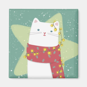 Imã Feliz Natal: Ilustração de Gato