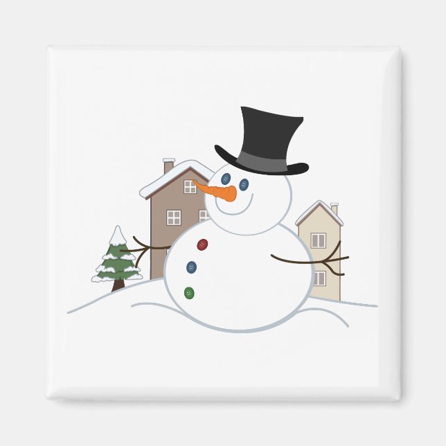 Imã Feliz Natal Ilustração de Neve (Frente)