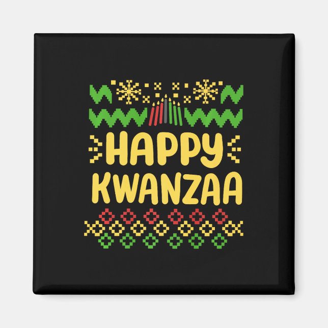 Imã Feliz Natal Kwanzaa Estilo de Suéter Feio Africano (Frente)