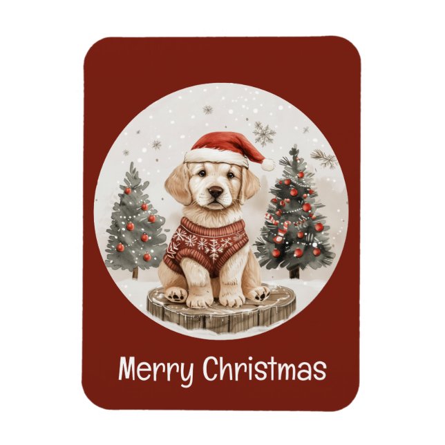 Ímã Feliz Natal Labrador Retriever Puppy (Vertical)