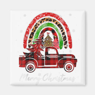 Imã Feliz Natal Leopard Buffalo Tree Red Pla