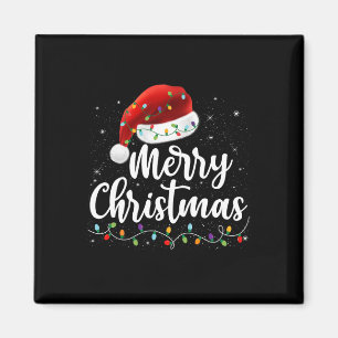Imã Feliz Natal Luz Vermelha Santa Hat Família Xmas M