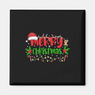 Imã Feliz Natal Luz Vermelha Santa Hat Família Xmas M