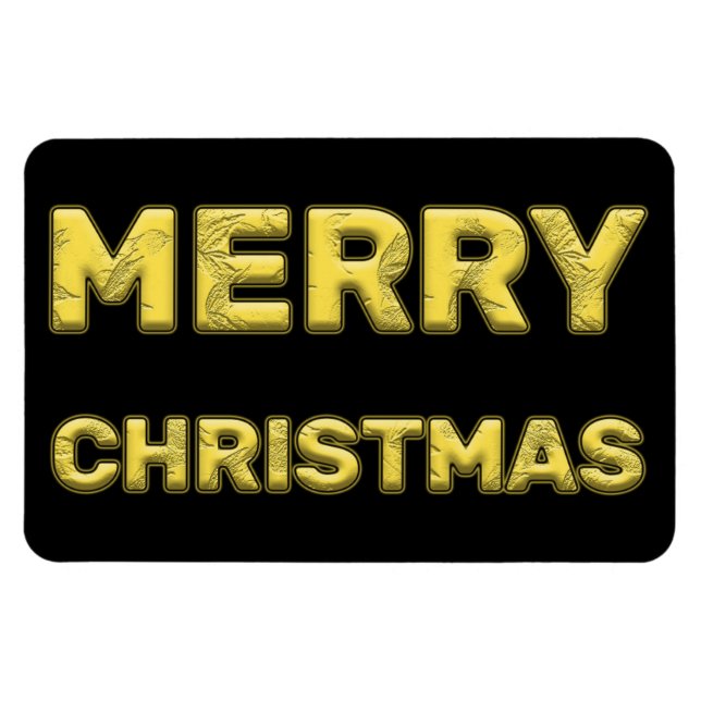 Ímã Feliz Natal Magnético em Dourado (Horizontal)