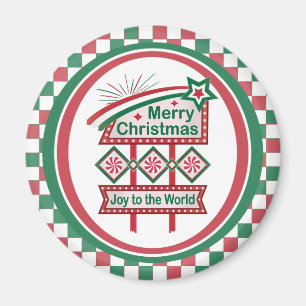 Imã Feliz Natal - Marquee Retro - Alegria ao Mundo