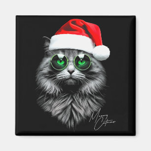 Imã Feliz Natal Meowy Gato Divertido Bonito Natal Gato