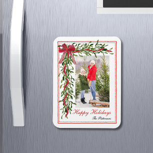 Ímã Feliz Natal Mistletoe Foto da Família do Arco Verm