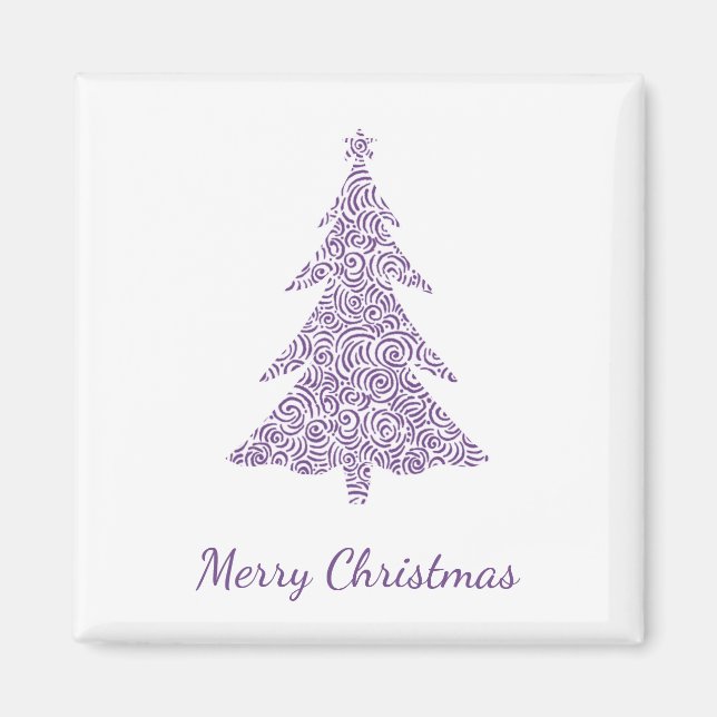 Imã Feliz Natal, moderna árvore de natal mauve (Frente)