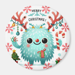 Imã Feliz Natal Monstro Azul