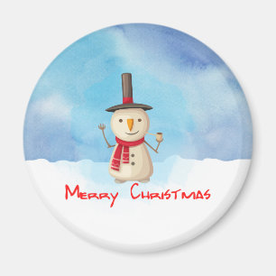 Imã Feliz Natal Neve A Acenar E A Sorrir