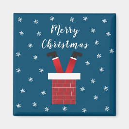 Imã Feliz Natal Papai Noel Preso Em Uma Chaminé