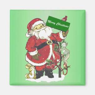 Imã Feliz Natal Papais noeis Árvores Pequenos Neve