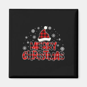 Imã Feliz Natal Papais noeis Vermelho Xadrez Quadrado 