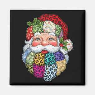 Imã Feliz Natal Patchwork Papai Noel Face X-mas H