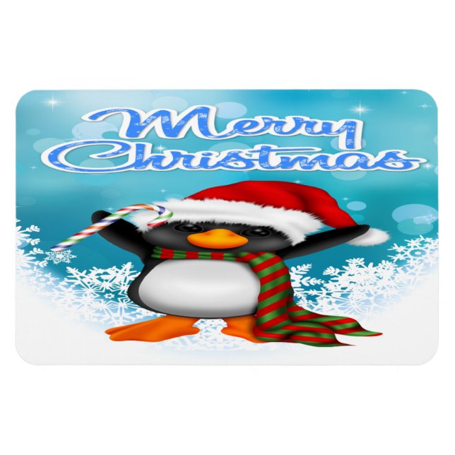 Ímã Feliz Natal Pinguim Flex Magnets (Horizontal)