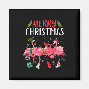 Imã Feliz Natal Pink Flamingo Árvore de Natal Xmas