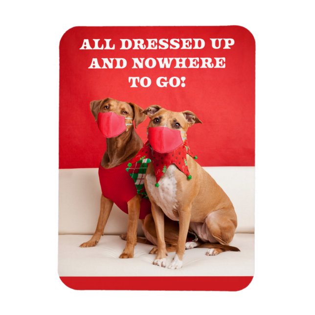 Ímã Feliz Natal Pit Bulls em Rostos Máscaras (Vertical)