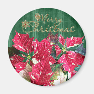 Imã Feliz Natal Poinsettia Magnet