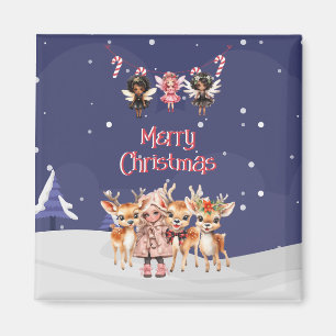 Imã Feliz Natal Rapariga Reindeer Candy Candy Fairies