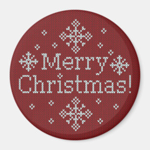 Imã Feliz Natal Red & White Faux Knit