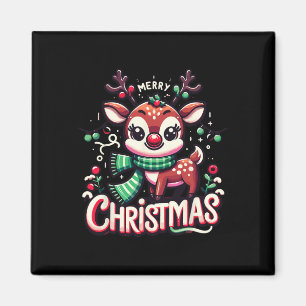 Imã Feliz Natal Reindeer Árvore Luzes Xmas Família M