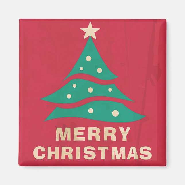 Imã Feliz Natal Retro Tree Magnet (Frente)