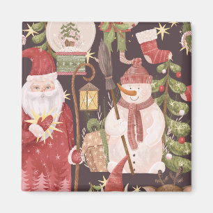 Imã Feliz Natal Retro Vintage Papai Noel