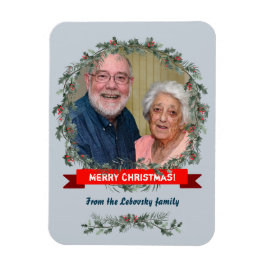 Ímã Feliz Natal saudando a neblina e o pinho