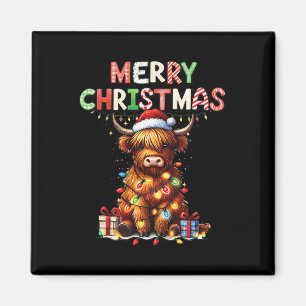 Imã Feliz Natal Scottish Highland Cow Xmas Fazenda An