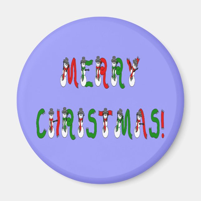 Imã Feliz Natal Snowman Font Magnet (Frente)