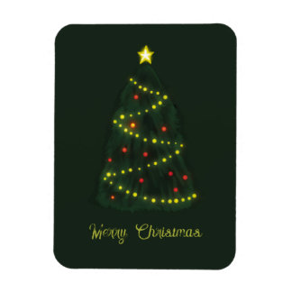 Ímã Feliz Natal sob uma árvore de Natal brilhante