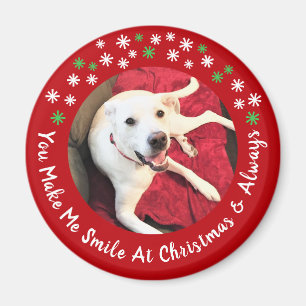 Imã Feliz Natal Sorrindo Cachorro Foto Engraçada Círcu
