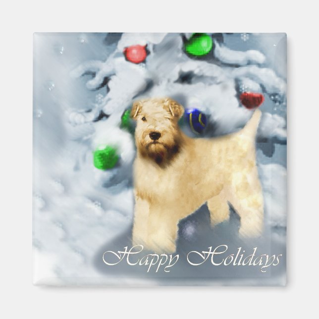 Imã Feliz Natal Terrier com Rodas Revestidas (Frente)