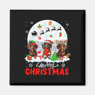 Imã Feliz Natal Três Papais noeis Elf Reindeer Dachshu