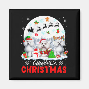 Imã Feliz Natal Três Papais noeis Elf Reindeer Poodles