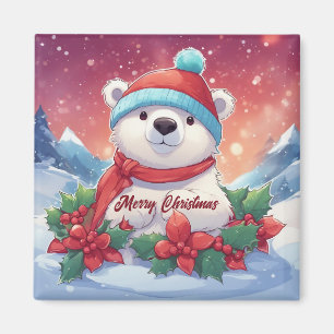 Imã Feliz Natal Urso Polar Branco