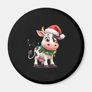 Imã Feliz Natal Vaca Papai Noel Luzes de Natal Vaca Xm
