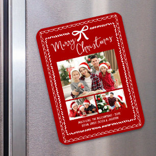 Ímã Feliz Natal Vermelho 3 Foto Desenhos Divertidos à