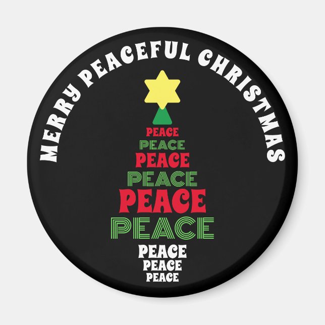 Imã Feliz Natal Vermelho e Árvore Verde da Paz (Frente)