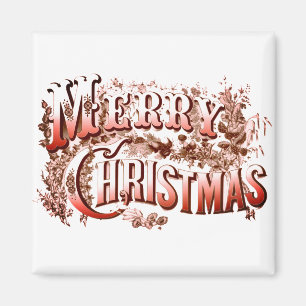 Imã Feliz Natal Vermelho e Branco Feriado de Vintagem