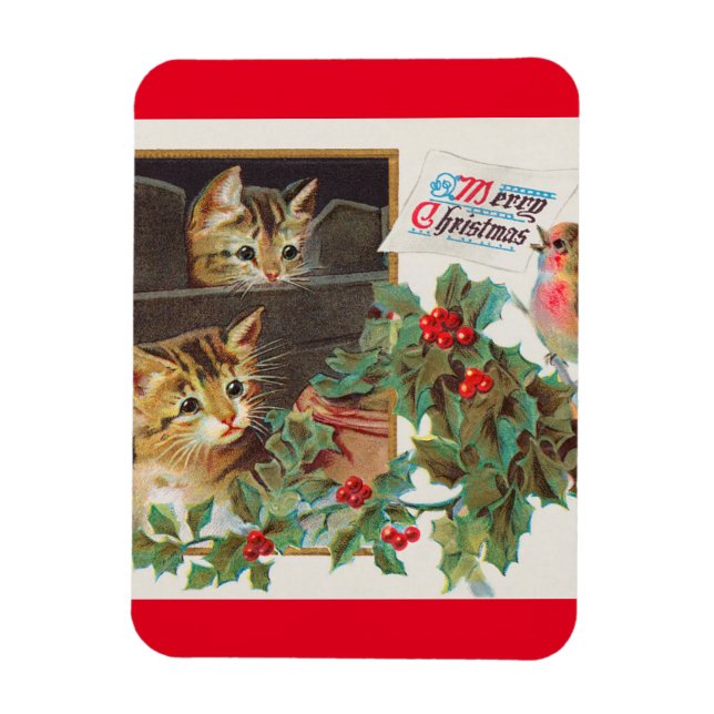 Ímã Feliz Natal Vintage art Holiday (Vertical)