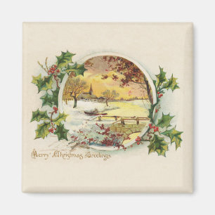 Imã Feliz Natal Vintage Vintage Scense