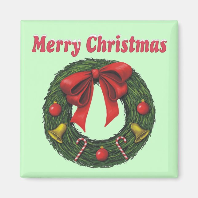 Imã Feliz Natal Wreath (Frente)