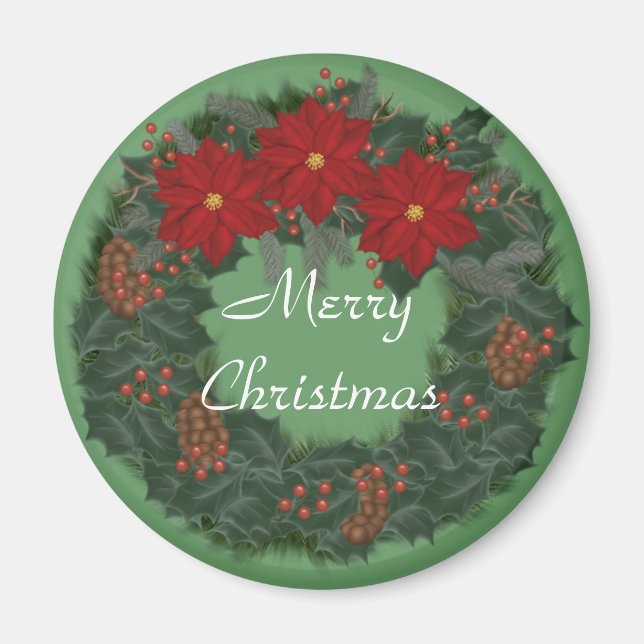 Imã Feliz Natal Wreath Magnet (Frente)