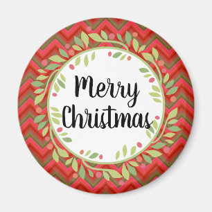 Imã Feliz Natal Wreath Retro Red