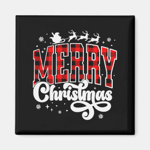 Imã Feliz Natal Xadrez Búfalo Vermelho Família Santa N