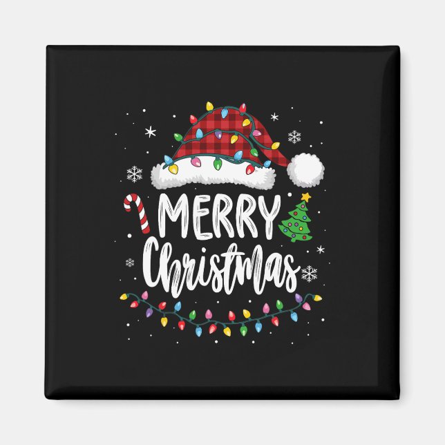 Imã Feliz Natal Xadrez Vermelha Família Luzes Xmas Hom (Frente)