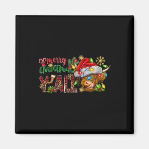 Imã Feliz Natal Y'all Cow Engraçado