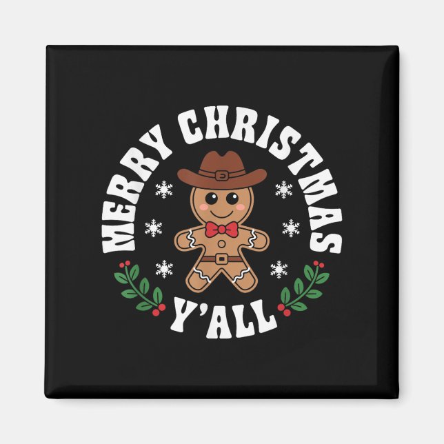 Imã Feliz Natal Yall Gingercake Cowboy Howdy West (Frente)
