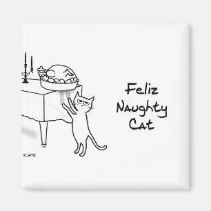Imã Feliz Naughn Cat - Natal Engraçado